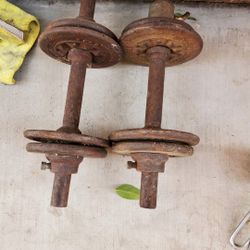 Straight Bar  2 25pd Iron Plates  2 Barbells 