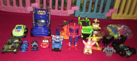 Transformers Spider-Man ninja turtle cars trucks train helicopter police car fire engine motorbike bundle toys