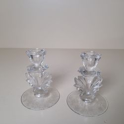 Antique Etched Vintage Candlesticks