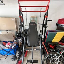 Squat rack, Plates, Bars, Inversion Table