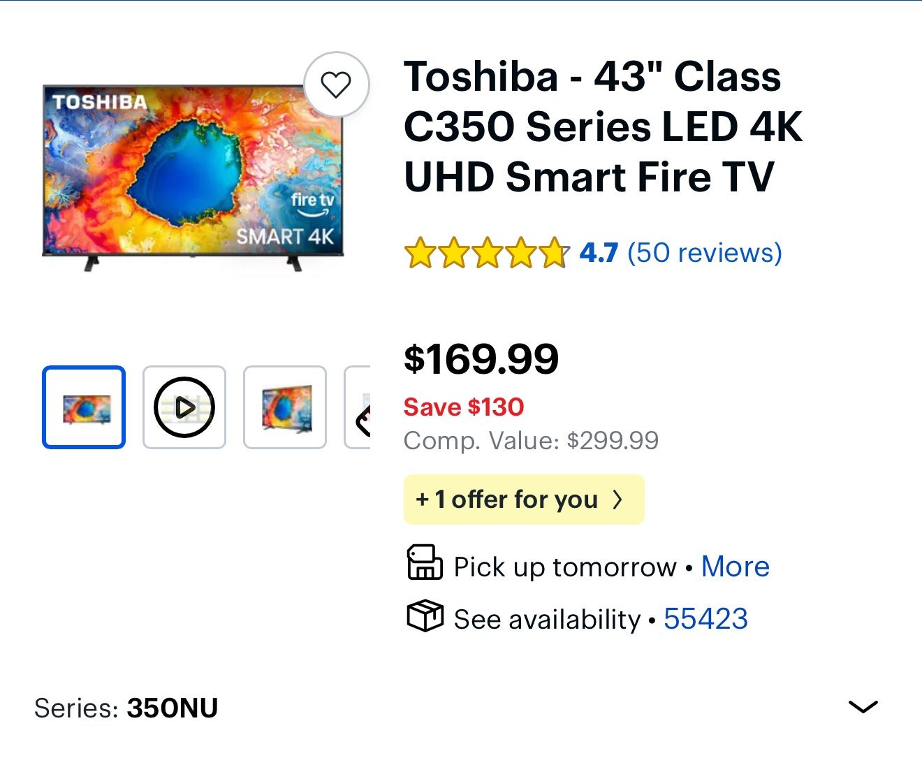 Toshiba 43” LED Excellent Condition- Protective Film Still Intact