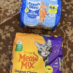 Meow Mix, Original Choice Flavor Adult Dry Cat Food, Heart Healthy & Oral Care Formula, 32 Ibs. & Fresh Step Total Control Scented Clumping Litter wit