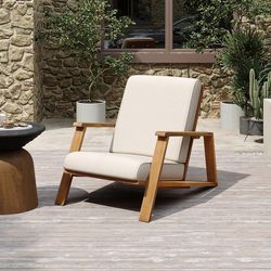 Last one for sale Smeb Lounge Chair Outdoor with Cushions, Acacia Wood Adirondack Chair