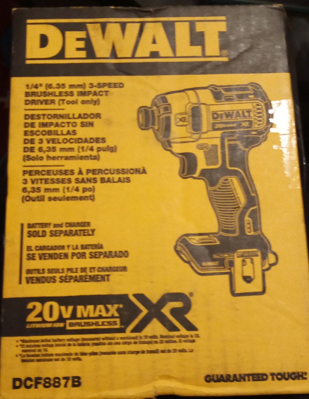 DeWalt 20 volt Max XR 1 quarter inch 3 speed brushless impact driver