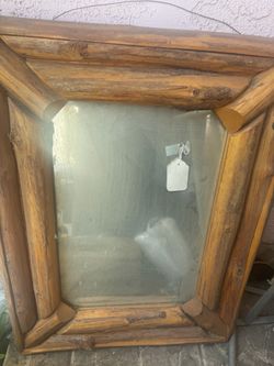 Rustic Wood Framed Wall Mirror
