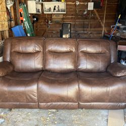 NEW BROWN LEATHER COUCH 