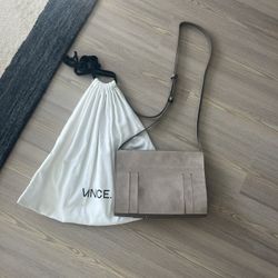 VINCE messenger cross body suede and leather bag