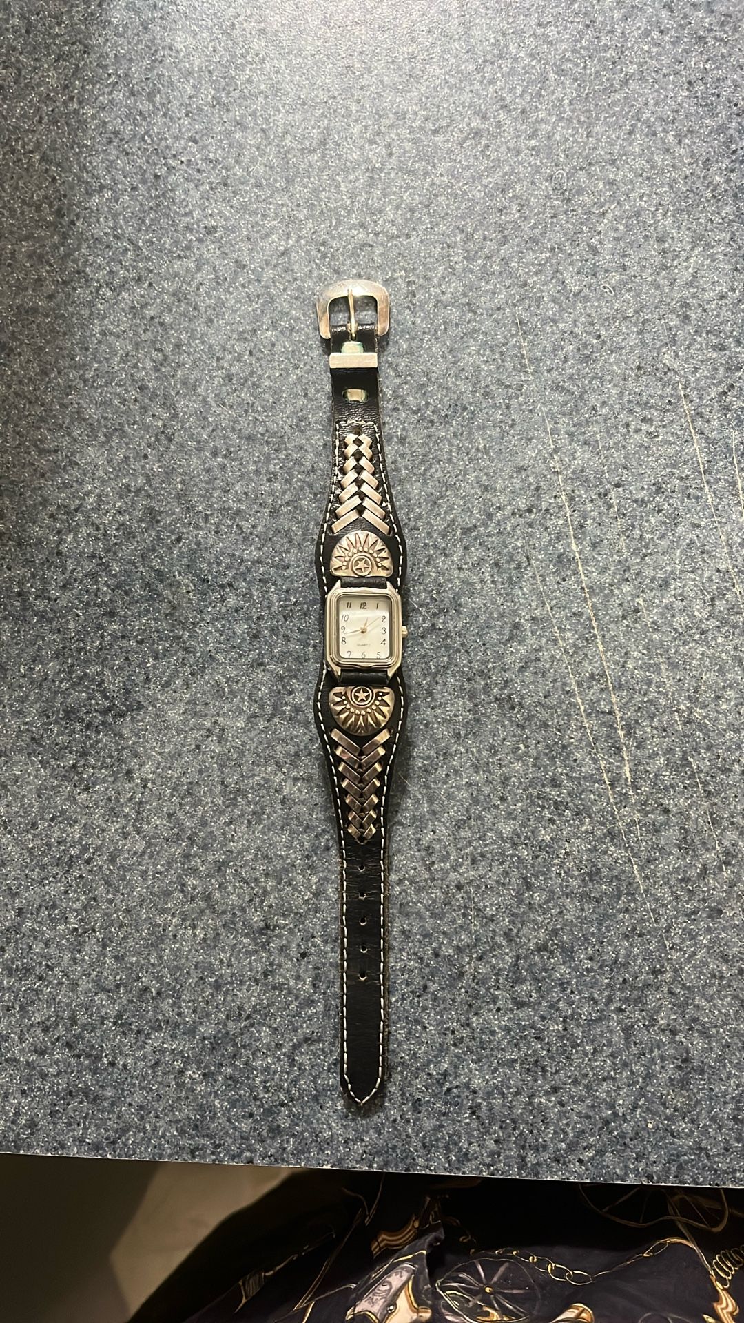 Leather And Sterling Silver Watch - Works!