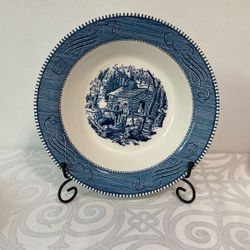 VNTG Currier & Ives 9.25” Vegetable Bowl Maple Sugaring EUC