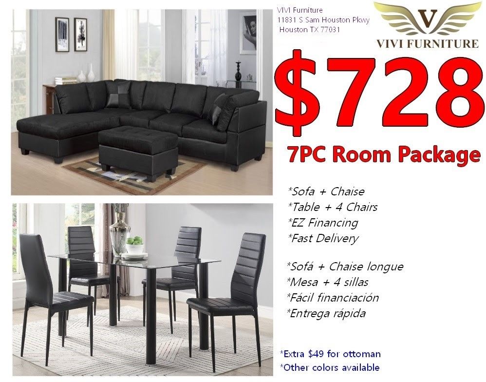 7 Pc room packages sofa + loveseat + chair for Sale in Houston, TX