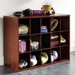 NEW ClosetMaid 15 Cube Stackable Storage Organizer for Shoes, Bags, Crafts, Hobbies with Wood Shelves for Closet, Entryway or Mudroom, Dark Cherry