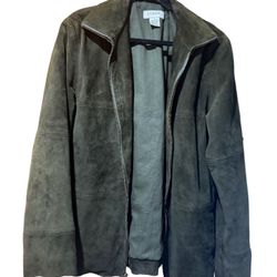 Women’s J Crew Suede Leather Green Barn Jacket Sz M