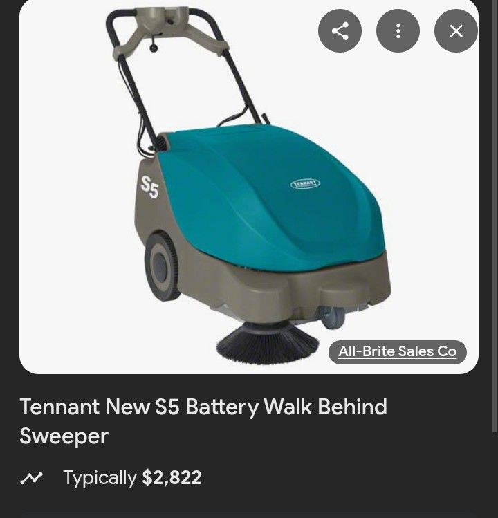 Tennant New S5 Battery Walk Behind Sweeper