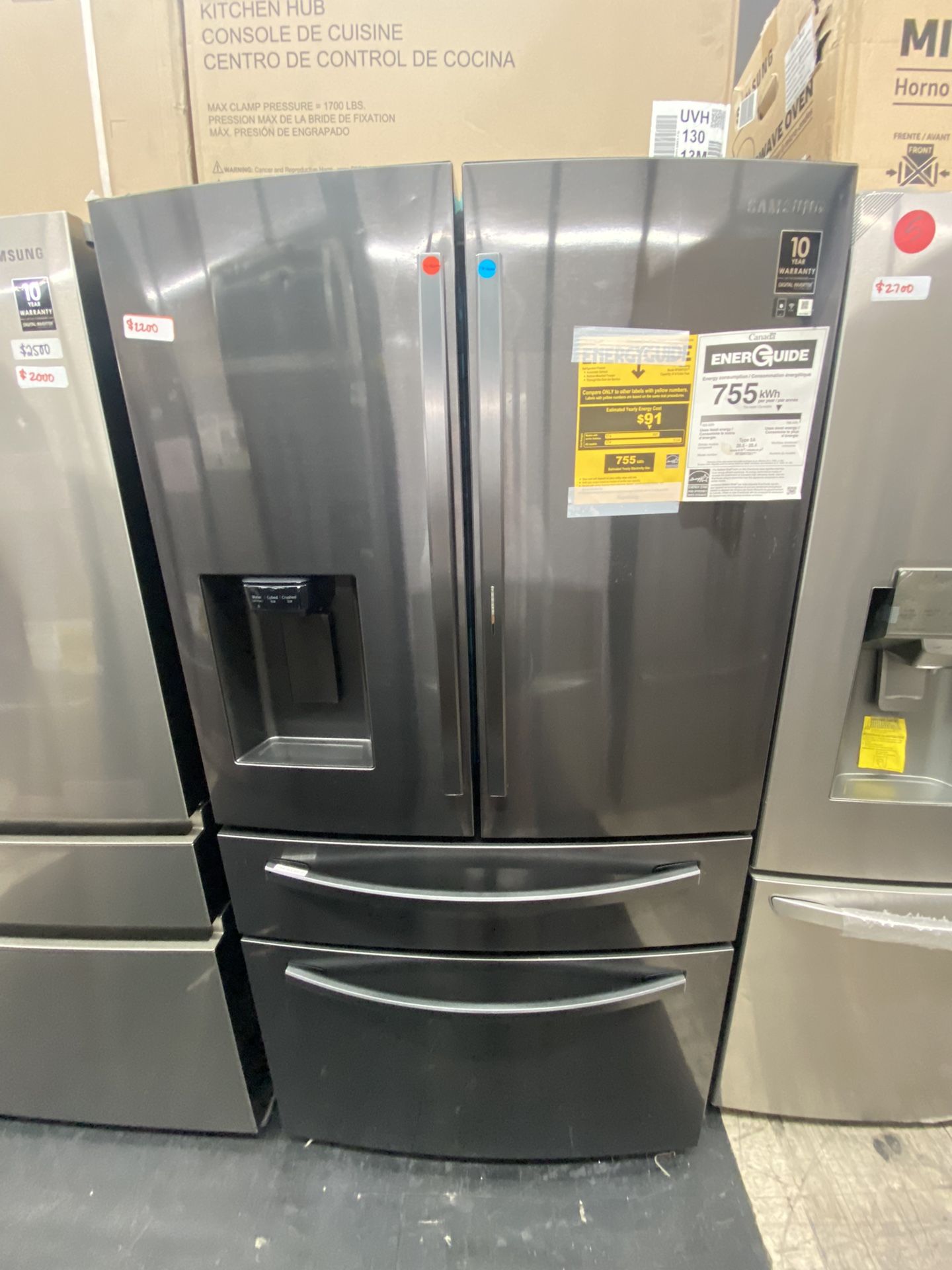 Samsung Black Stainless 4 Door Food Showcase Fridge 2021