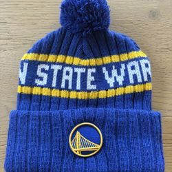 Golden State Warriors Beanie Pom Knit Hat Blue NBA OSFA 