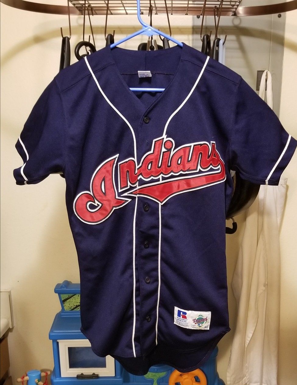 Vintage MLB Cleveland Indians RUSSELL ATHLETIC Stitched Jersey Size 40