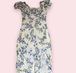 Floral Ruffle Neck Midi Dress