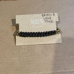 Brass and Lava Stone Bracelet