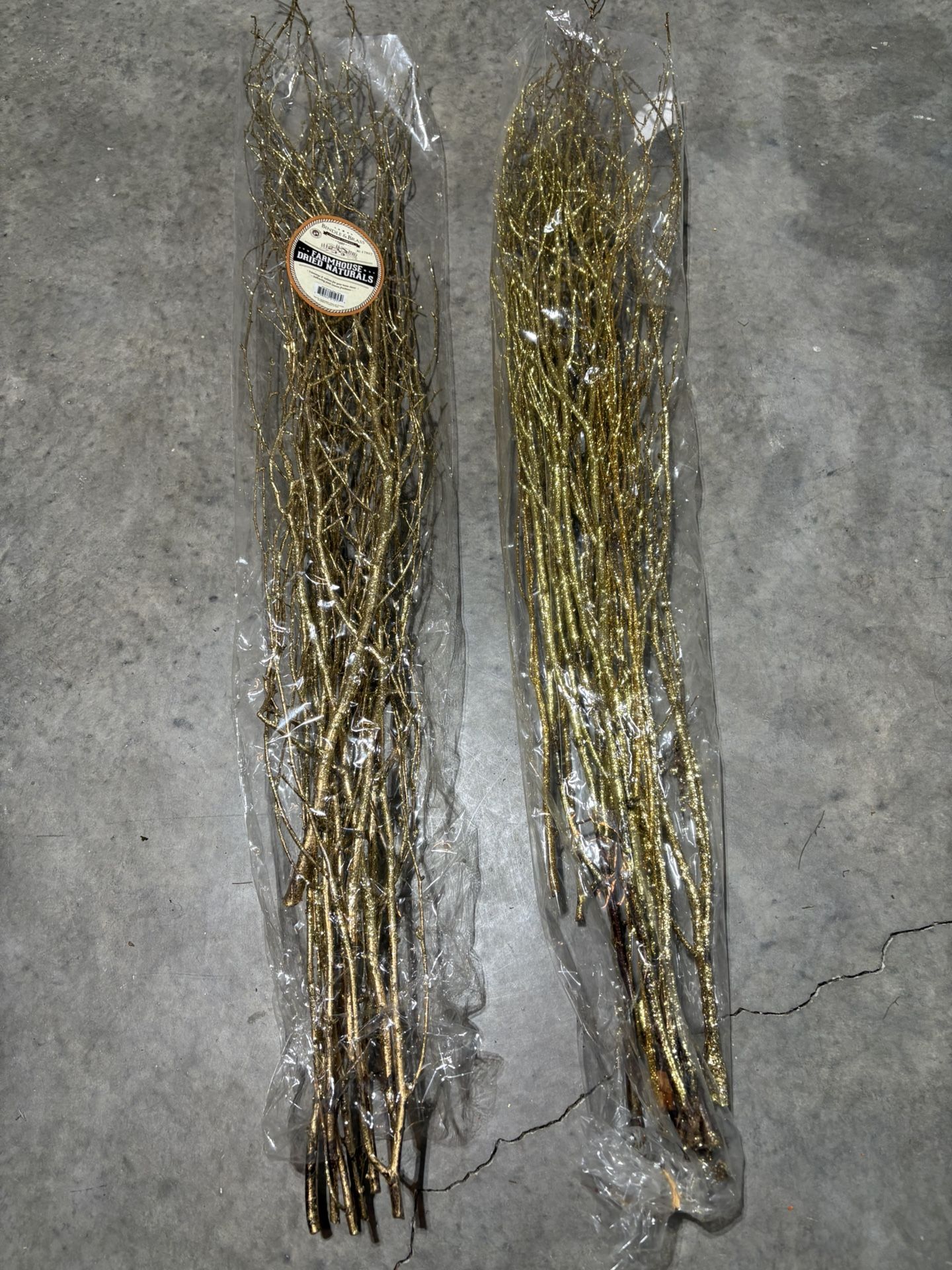 Farmhouse Dried Naturals 4 ft Gold Leaf Sparkles Birch Branches 2 Pack