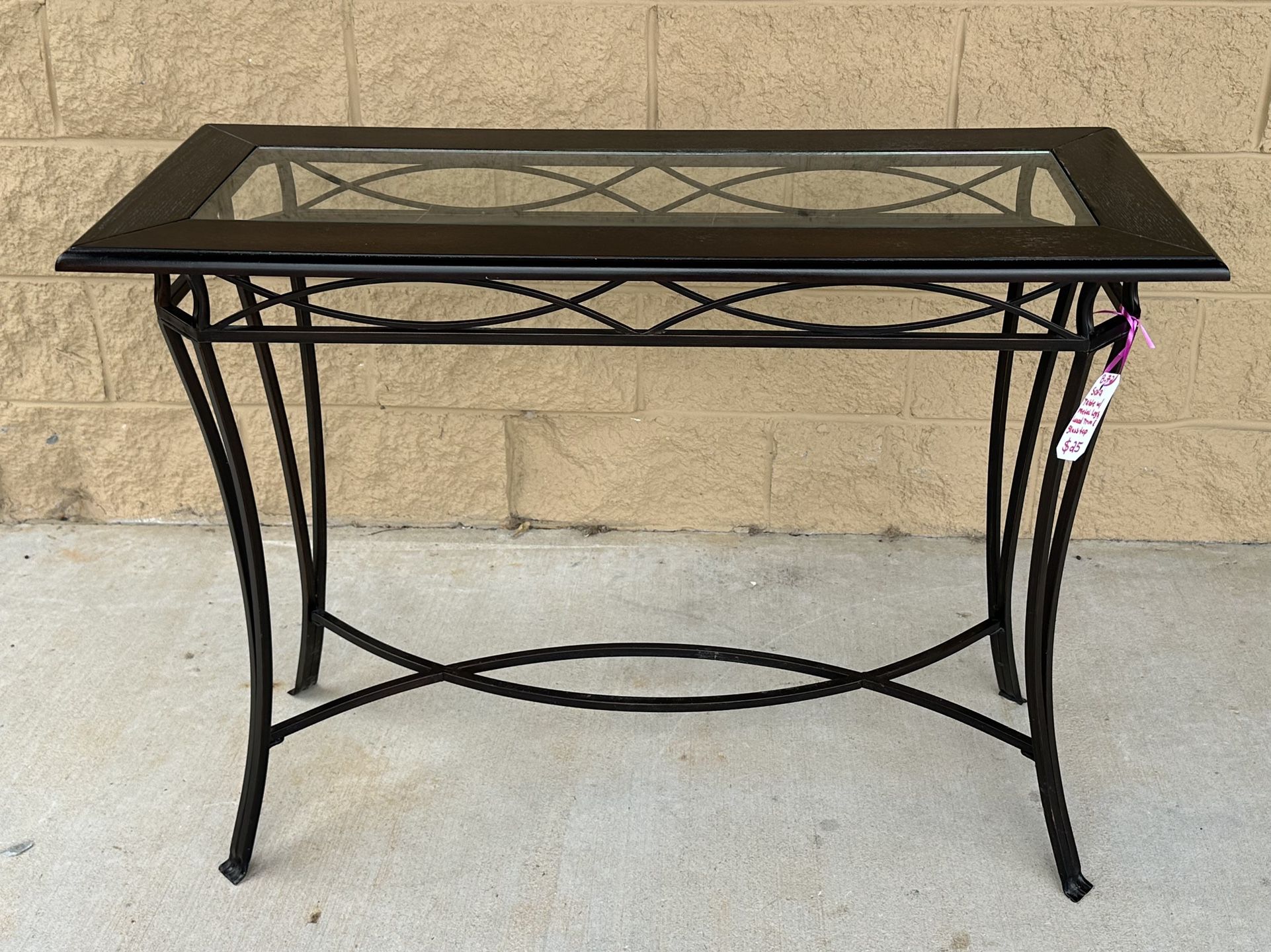 Sofa Table With Metal Legs And Glass Top
