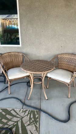 Outdoor Wicker Bistro Table and Chair Set