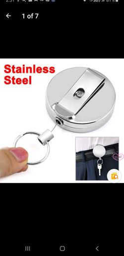 Retractable Metal Card Badge Holder Recoil Ring Pull Key Chain