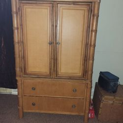 Vintage Faux Bamboo Armoire
