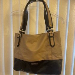 Christian Siriano Beige & Black Handbag Shoulder Bag Purse