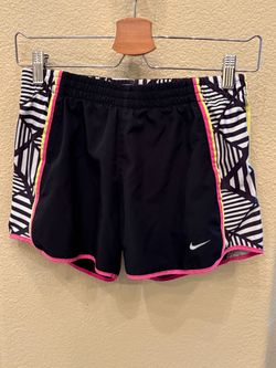 Nike Dri Fit Black Pattern Athletic Running Lined Shorts with Pink Trim Size XS