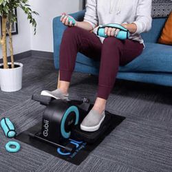 Cubii JR1 Elliptical Bundle with Mat, Ergonomic Dumbbells, and Squishii Grip Set