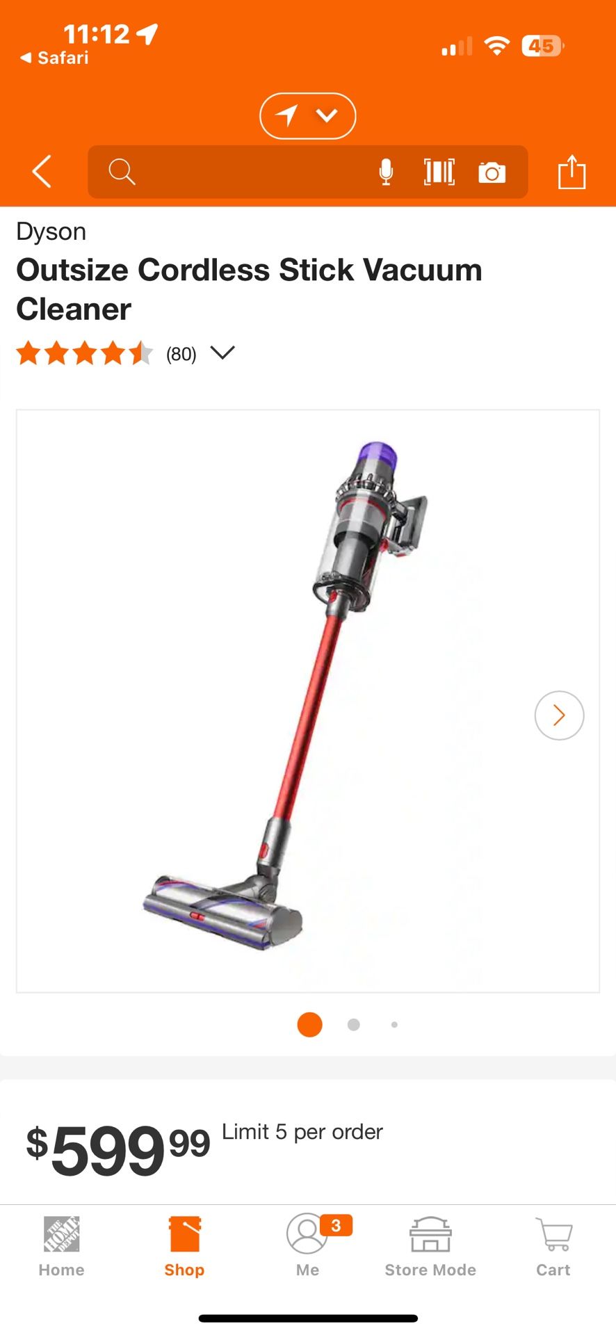 😍 Dyson - Outsize Cordless Vacuum with 6 accessories - Nickel/Red