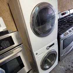 GE 24" Wide Apartment Size Front Loading Washer And Stackable Electric 220volt Dryer Set 