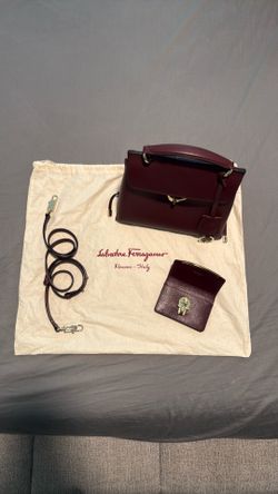 Salvatore Ferragamo Burgundy Leather Handbag & Matching Wallet