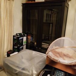 78" black curio glass cabinet shelf armoire 