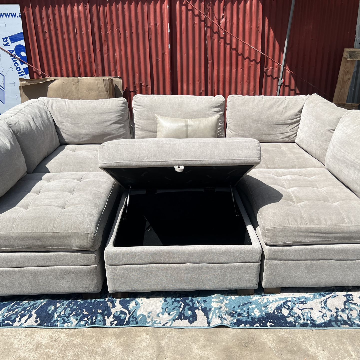 6 Piece Fabric Sectional  with Ottoman Storage