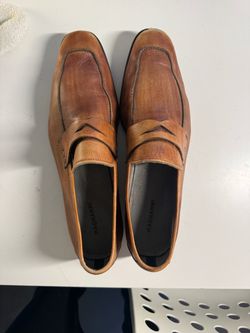 Magnanni Tan Leather Penny Loafers