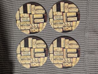 NatureStone Wine Cork Design Coaster Set – Set of 4