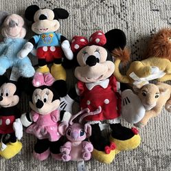 Disney Plush Stuffed Animals Lot (8 Items)