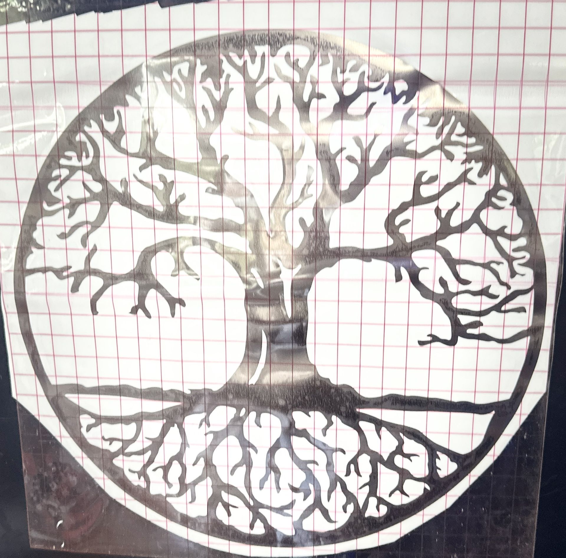 🧿 Tree of Life Wall Decal / Stencil – 11.5” Pewter – Sacred Geometry Vinyl Art