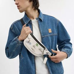 NWT Coach Mini Belt Bag With Surf Print - White - Men Women Unisex
