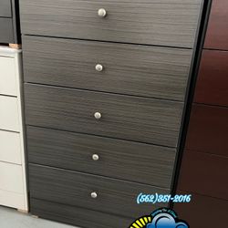 Five Drawer Dresser Grey With Rails New Cajonera 