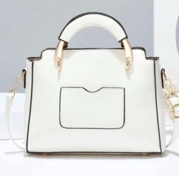 White Crossbody Handbag with Gold Cat-Ear Hardware (Like New)