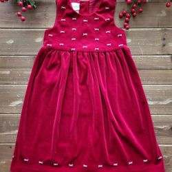 4T VINTAGE SLEEVELESS RED VELOUR CHRISTMAS DRESS