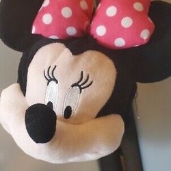 Disney Minnie Mouse Purse Head w/ PINK Polka Dot Bow Stuffed Plush Handbag Pouch