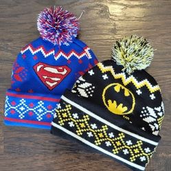 Kids Superman And Batman Beenies 