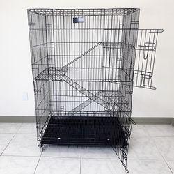 $75 (Brand New) Folding 3-tier cat cage 56” tall collapsible metal kennel 36x24x56” w/ tray & caster 
