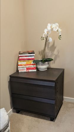 Set of 2 IKEA Malm 2-Drawer Nightstands Black-Brown
