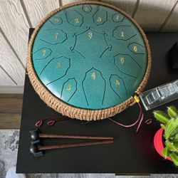 Aqua Color Hang Drum With Sticks 
