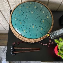 Aqua Color Hang Drum With Sticks 