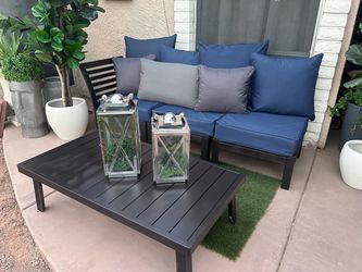Outdoor Patio Sectional Sofa Set with Coffee Table